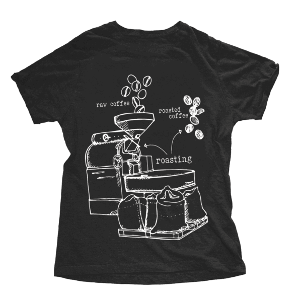 T-Shirt tostador de café para hombre (tejido negro)